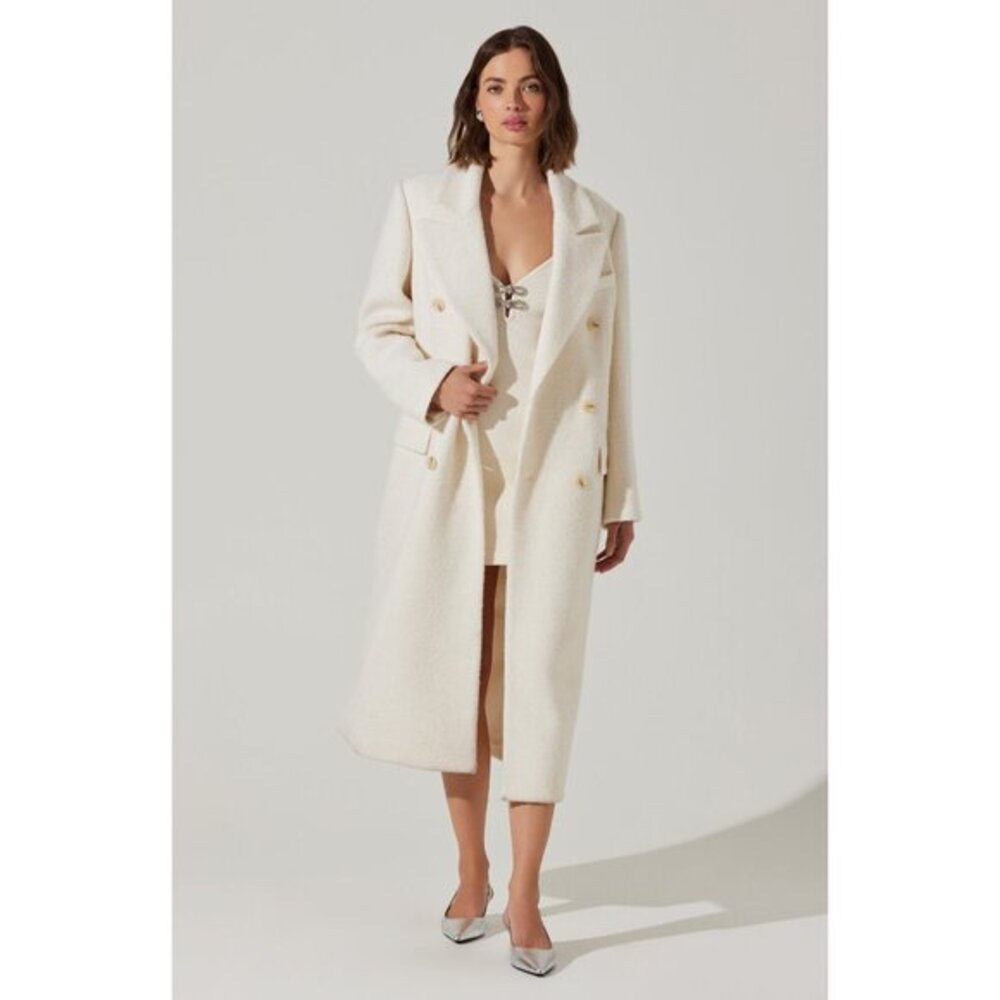 ASTR THE LABEL Morana Double Breasted cream wool blend Coat SIZE XS